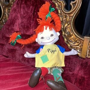 Pippi Longstocking Plush Cloth Doll (Astrid Lindgren 1988) Plush 17” Vintage